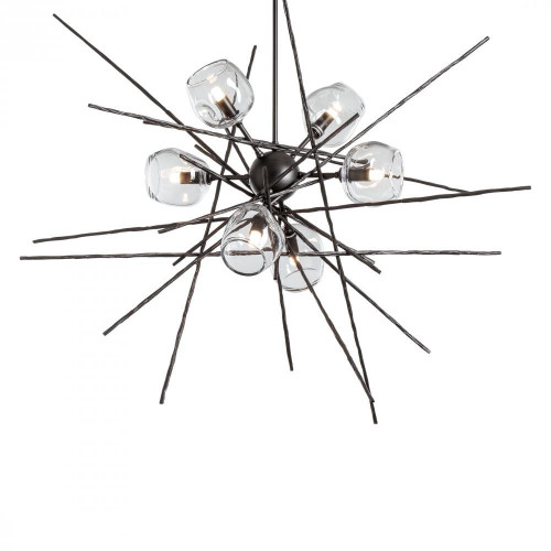 Hubbardton Forge Griffin Stardust Pendant, 6-Lights, Dark Smoke, Clear, 39.2"W (131590-SKT-MULT-07-ZM0709 5YZYDJ) 