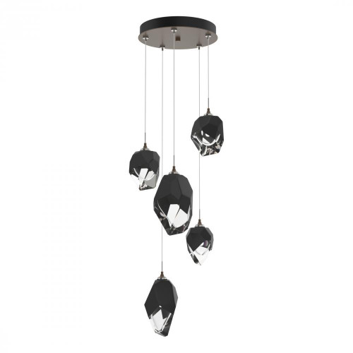 Hubbardton Forge Chrysalis Pendant, 5-Light, Bronze, Black Polished Crystal, 15.7"W (131139-SKT-STND-05-BP0756 5YZTJ0) 