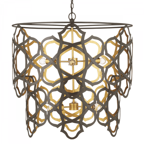 Currey and Company Mauresque Medium Bronze & Gold Chandelier 