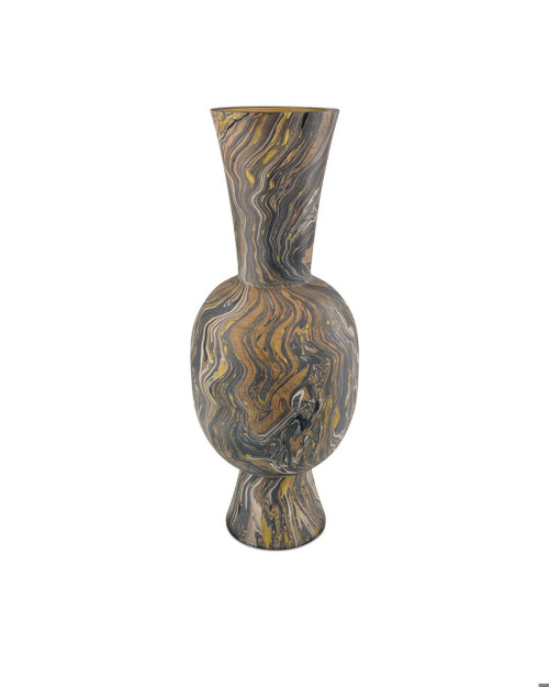 Currey and Company Brown Marbleized Tall Vase 