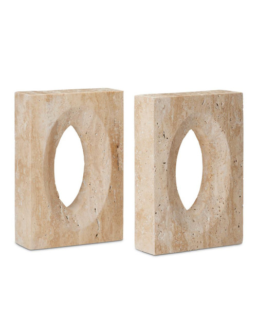 Currey and Company Demi Travertine Bookends, Set of 2 