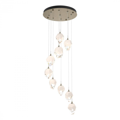 Hubbardton Forge Chrysalis Pendant, 9-Light, Soft Gold, White Polished Crystal, 20.5"W (131140-SKT-STND-84-WP0754 5YZUG7) 