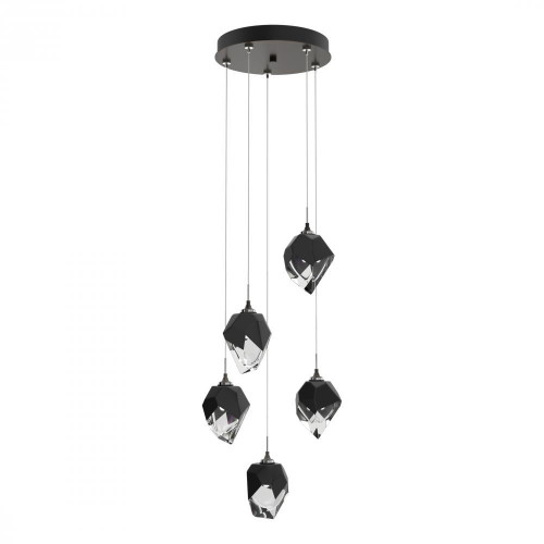 Hubbardton Forge Chrysalis Pendant, 5-Light, Oil Rubbed Bronze, Black Polished Crystal, 15.4"W (131137-SKT-STND-14-BP0754 5YZTFM) 