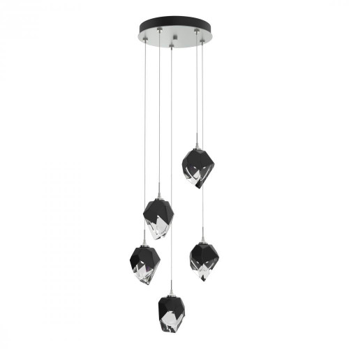 Hubbardton Forge Chrysalis Pendant, 5-Light, Vintage Platinum, Black Polished Crystal, 15.4"W (131137-SKT-STND-82-BP0754 5YZTFW) 