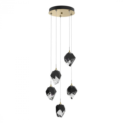 Hubbardton Forge Chrysalis Pendant, 5-Light, Modern Brass, Black Polished Crystal, 15.4"W (131137-SKT-STND-86-BP0754 5YZTG8) 