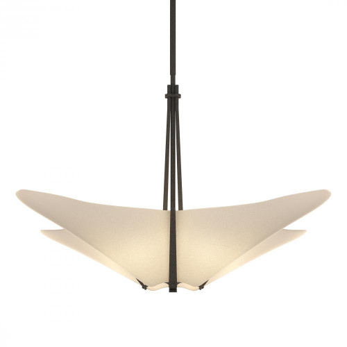 Hubbardton Forge Kirigami Pendant, 4-Lights, Natural Iron, Spun Frost Shade, 23.7"W (133305-SKT-MULT-20-SH1995 5Z00C4) 