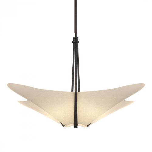 Hubbardton Forge Kirigami Pendant, 4-Lights, Oil Rubbed Bronze, Spun Frost Shade, 23.7"W (133305-SKT-MULT-14-SH1995 5Z00C3) 