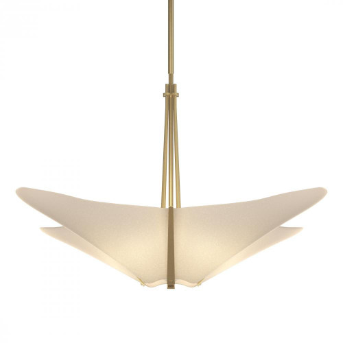 Hubbardton Forge Kirigami Pendant, 4-Lights, Modern Brass, Spun Frost Shade, 23.7"W (133305-SKT-MULT-86-SH1995 5Z00C8) 