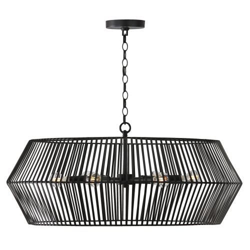 Capital 6-Light Angular Metal Chandelier in Matte Black 