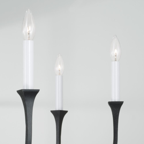 Capital 6-Light Chandelier in Black Iron with Interchangeable White or Black Iron Candle Sleeves 
