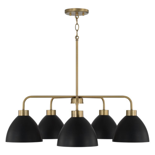 Capital 5-Light Chandelier in Aged Brass and Black 