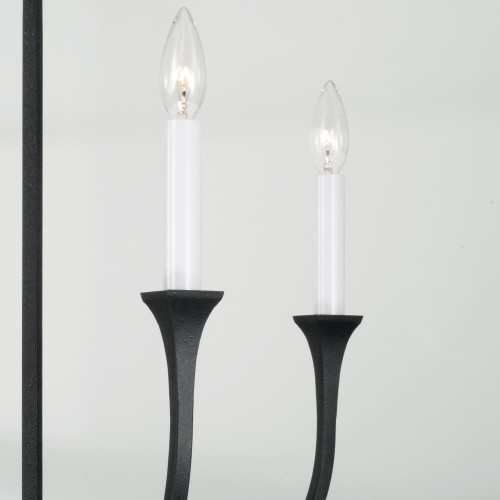 Capital 4-Light Chandelier in Black Iron with Interchangeable White or Black Iron Candle Sleeves 