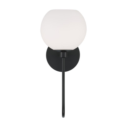 Capital 1-Light Circular Globe Sconce in Matte Black 