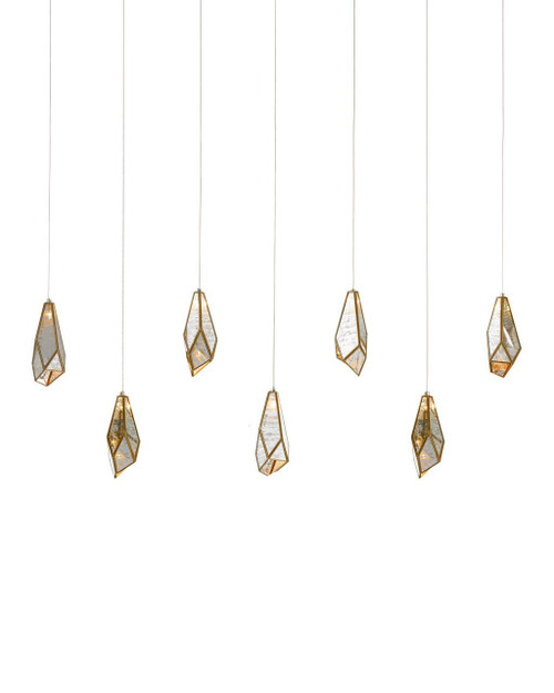 Currey and Company Glace Mirror 7-Light Linear Multi-Drop Pendant 