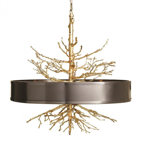 Global Views Twig Brass with Bronze Shade Pendant 