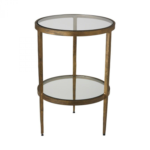 Global Views Laforge Two-Tier Antique Gold Side Table 