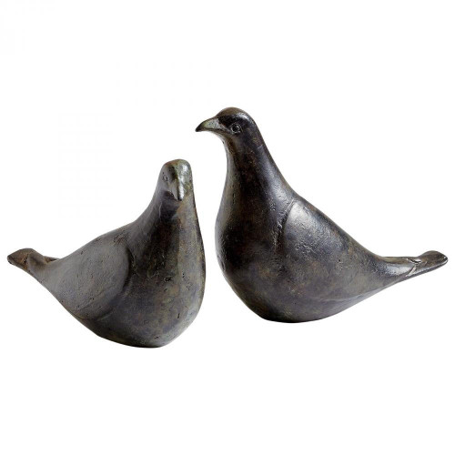 Global Views Dove Pair Oiled Bronze Sculpture 