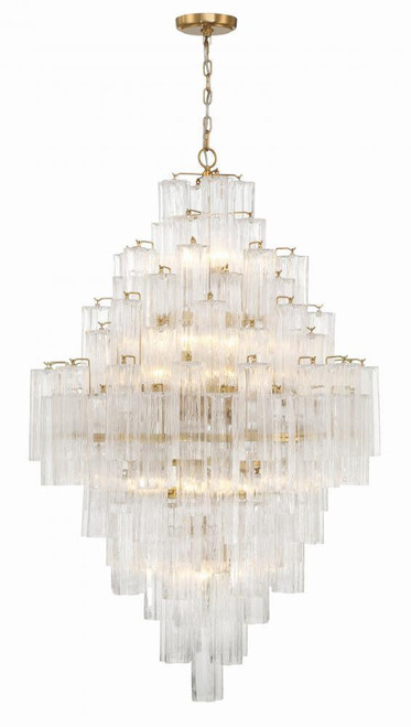 Crystorama Addis Chandelier - Aged Brass, Tronchi Glass Clear 50.5"H 