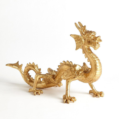 Global Views Standing Dragon Gold Leaf Sculpture 