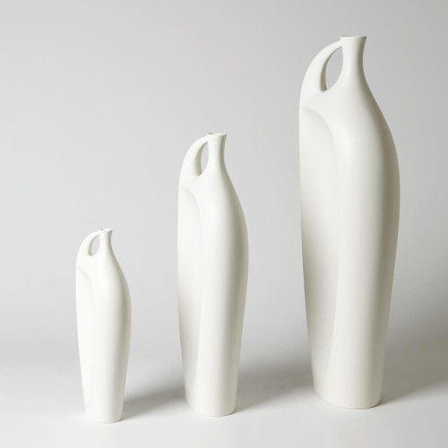 Global Views Indentation Large Matte White Vase 