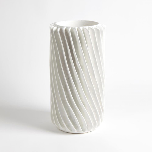 Global Views Radiator Swirl Large Matte White Vase 