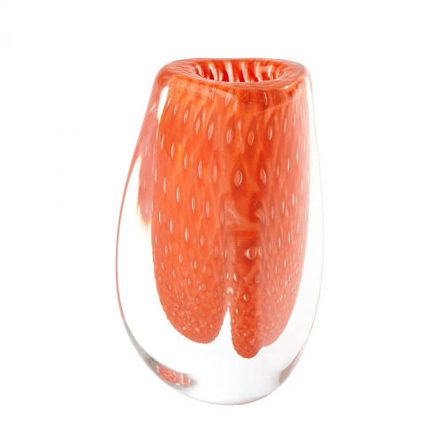 Global Views Triangular Bubbled Orange Vase 