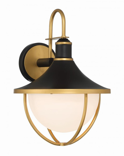 Crystorama Atlas Wall Sconce - Matte Black, Textured Gold 18.75"H 