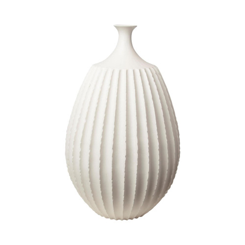 Global Views Sawtooth Large Rustic White Vase 