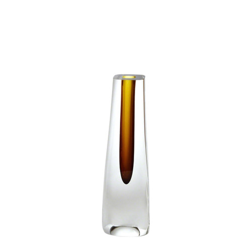 Global Views Square Cut Glass Amber Vase 