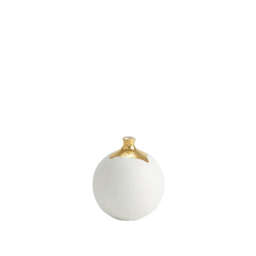 Global Views Dipped Small Golden Crackle/White Sphere Vase 