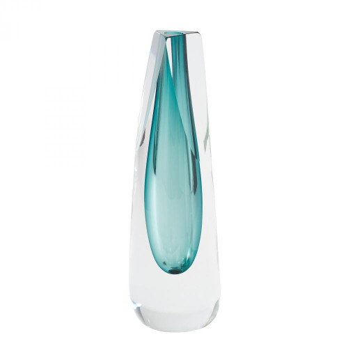 Global Views Triangle Cut Glass Azure Vase 