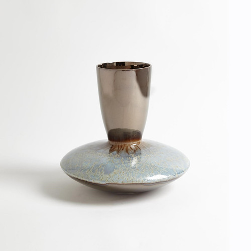 Global Views Marta's Low Bronze Reactive Blue Vase 