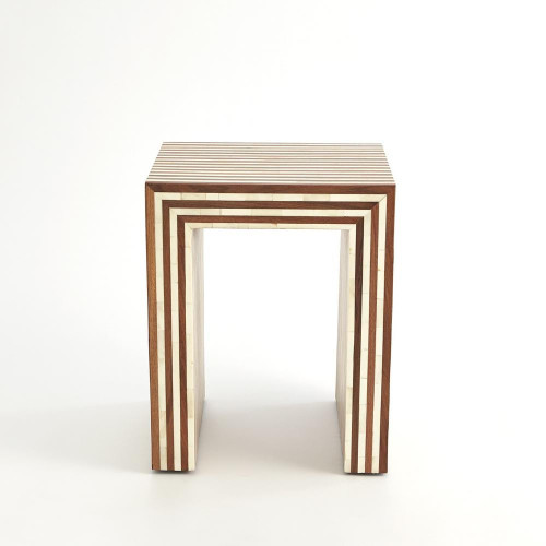 Global Views Sienna Small Walnut/Bone Nesting End Table 