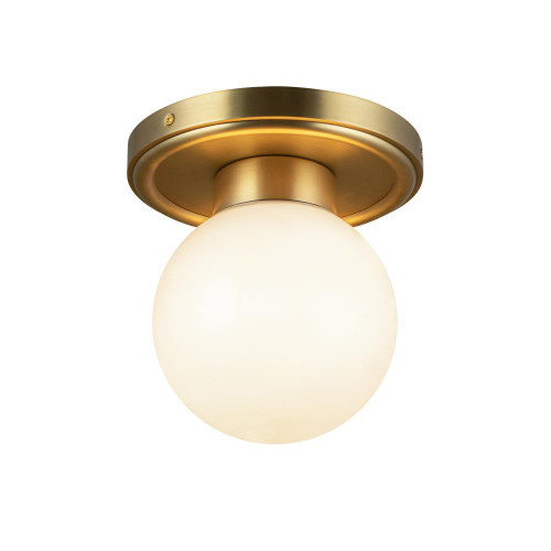 Alora Lighting Fiore 6-in Brushed Gold/Glossy Opal Glass 1 Light Semi-Flush 