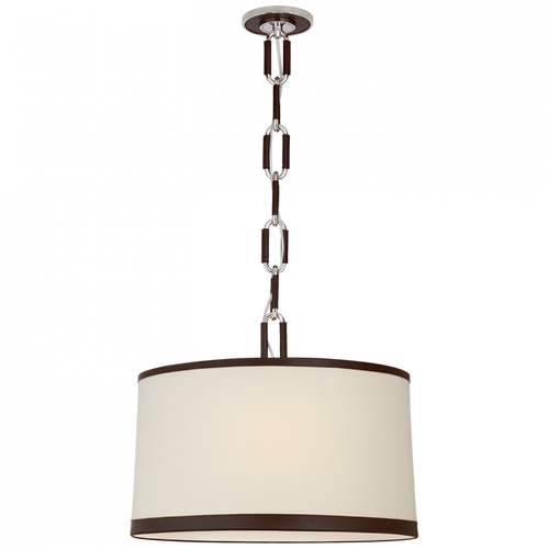 Ralph Lauren Cody Polished Nickel with Chocolate Leather Medium Hanging Shade 