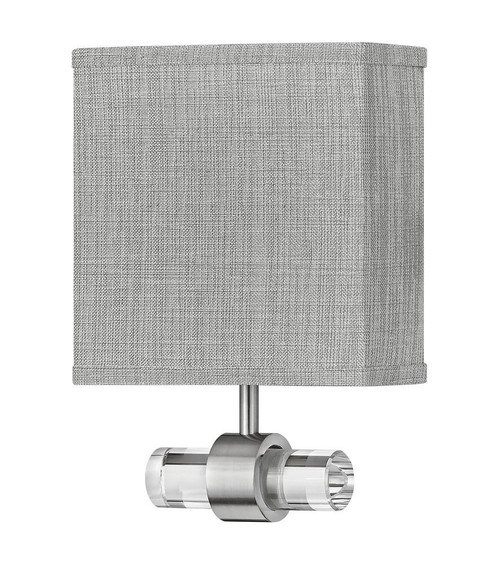 Hinkley Luster Single Light Sconce Brushed Nickel 8"W x 11.75"H Heathered Gray Linen Shade 