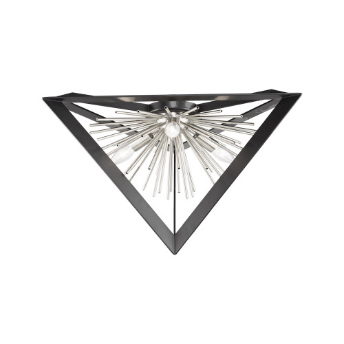 Sunburst  Flush Mount, 3-Light, Matte Black, Chrome, 20.5"W (AC11442CH 340400ZG)