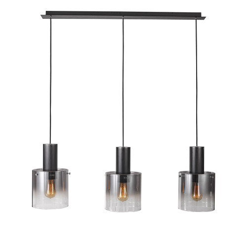 Henley Linear Chandelier, 3-Light, Satin Black, Smoke Glass Shade, 39.5"W (AC11522SM 340401WM)