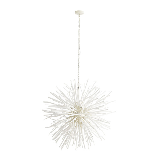Finch Chandelier, 8-Light, White Wash Wood, White Iron, 43"W (89564 3JPWE)