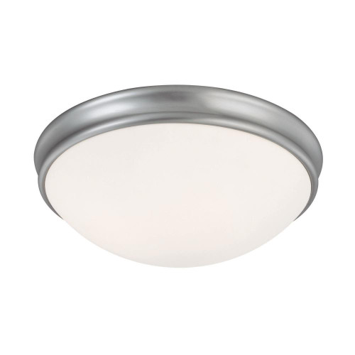 Hansen Flush Mount, 3-Light, Matte Nickel, White Glass, 14"W