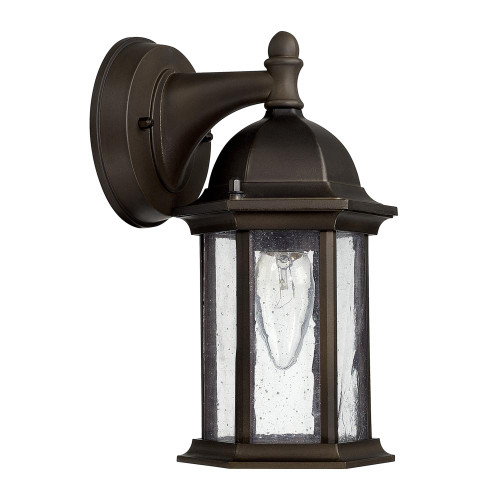 Main Street Outdoor Wall Lantern, 1-Light, Old Bronze, Antiqued Glass, 9.5"H