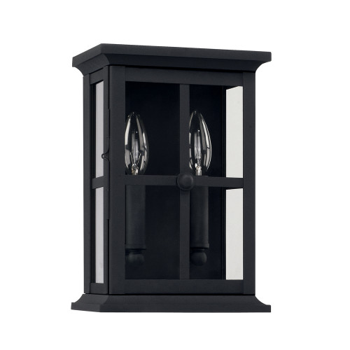 Mansell Outdoor Wall Lantern, 2-Light, Black, Clear Glass, 11"H