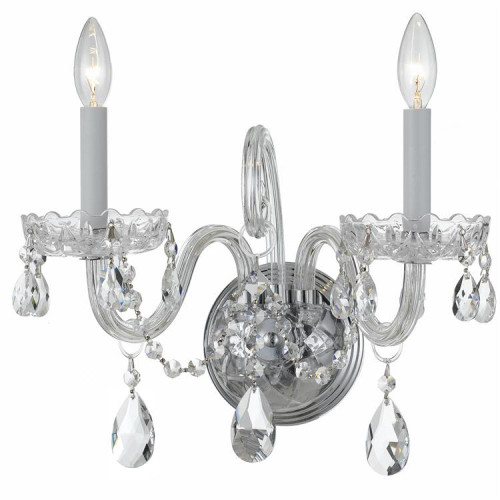 Traditional Crystal Wall Sconce - Polished Chrome, Swarovski Strass Crystal 12.5"H