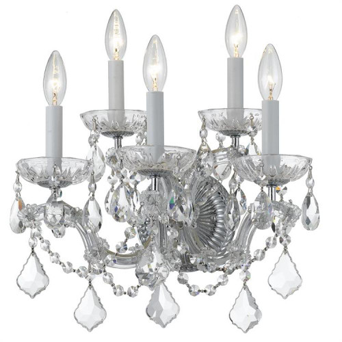 Maria Theresa Wall Sconce - Polished Chrome, Hand Cut Crystal 18"H
