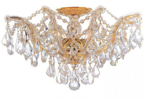 Maria Theresa 5 Light Semi Flush Mount - Gold, Hand Cut Crystal 11.5"H