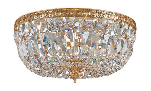 Ceiling Mount 3 Light Flush Mount - Olde Brass, Swarovski Spectra Crystal 7"H