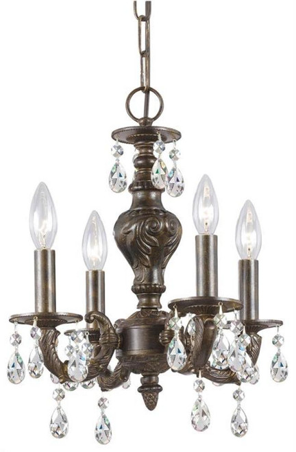 Paris Market Mini Chandelier - Venetian Bronze, Hand Cut Crystal 15"H