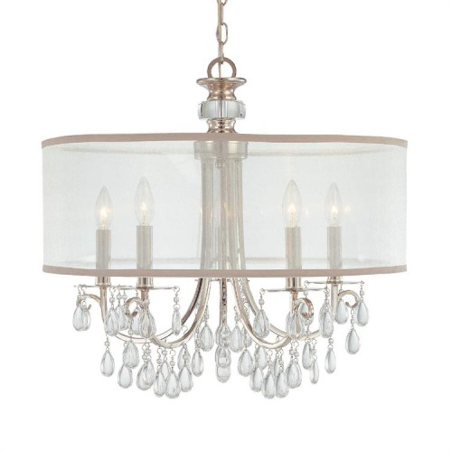 Hampton Chandelier - Polished Chrome, Clear Teardrop Almond 23"H