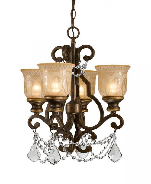 Norwalk Mini Chandelier - Bronze Umber, Hand Cut Crystal 21"H