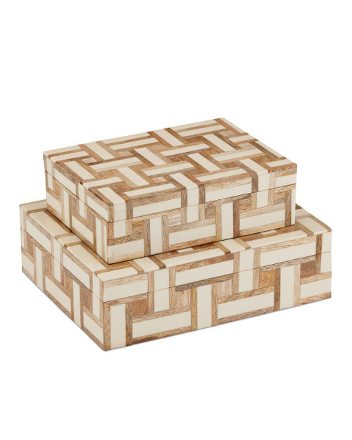 Currey and Company Aarna Cream Box, Set of 2 